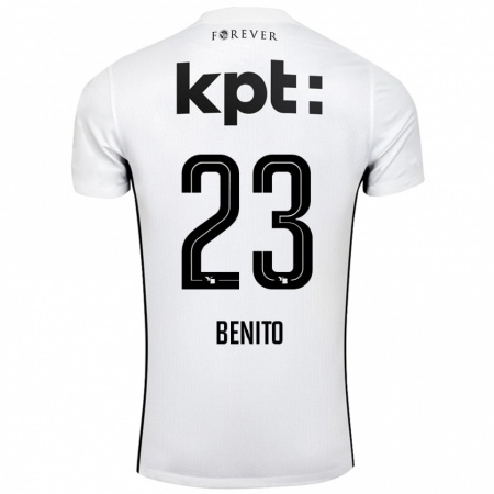 Kandiny Niño Camiseta Loris Benito #23 Blanco Negro 2ª Equipación 2024/25 La Camisa Chile