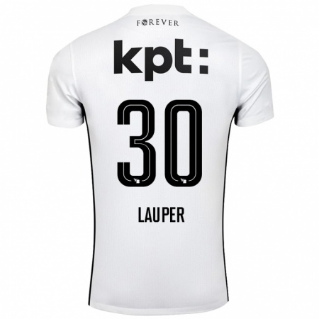 Kandiny Niño Camiseta Sandro Lauper #30 Blanco Negro 2ª Equipación 2024/25 La Camisa Chile