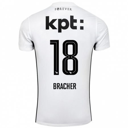 Kandiny Niño Camiseta Jasha Bracher #18 Blanco Negro 2ª Equipación 2024/25 La Camisa Chile