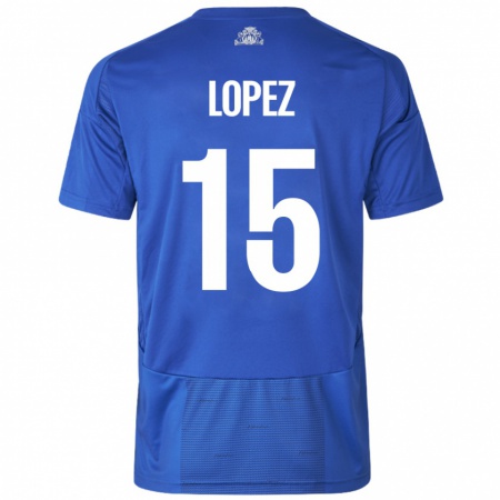 Kandiny Niño Camiseta Marcos López #15 Blanco Azul 2ª Equipación 2024/25 La Camisa Chile