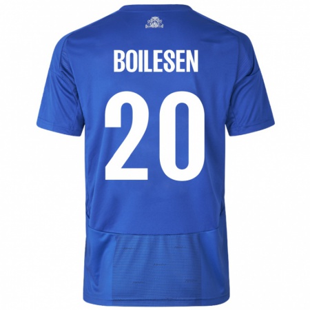 Kandiny Niño Camiseta Nicolai Boilesen #20 Blanco Azul 2ª Equipación 2024/25 La Camisa Chile