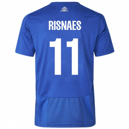 Kandiny Niño Camiseta Roberto Risnaes #11 Blanco Azul 2ª Equipación 2024/25 La Camisa Chile