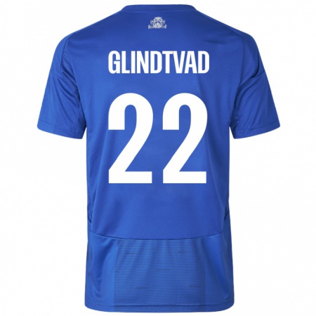 Kandiny Niño Camiseta William Glindtvad #22 Blanco Azul 2ª Equipación 2024/25 La Camisa Chile