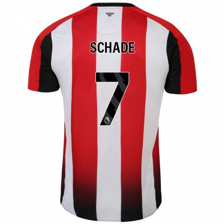 Kandiny Hombre Camiseta Kevin Schade #7 Rojo Blanco 1ª Equipación 2024/25 La Camisa Chile