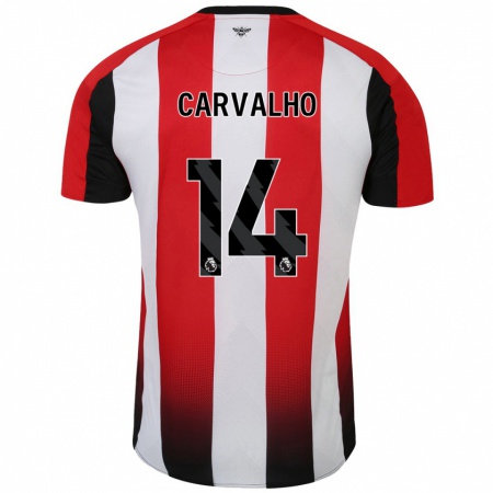 Kandiny Hombre Camiseta Fábio Carvalho #14 Rojo Blanco 1ª Equipación 2024/25 La Camisa Chile