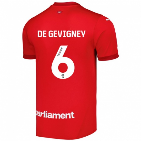 Kandiny Hombre Camiseta Maël De Gevigney #6 Rojo 1ª Equipación 2024/25 La Camisa Chile