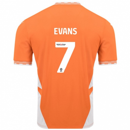 Kandiny Hombre Camiseta Lee Evans #7 Naranja Blanco 1ª Equipación 2024/25 La Camisa Chile