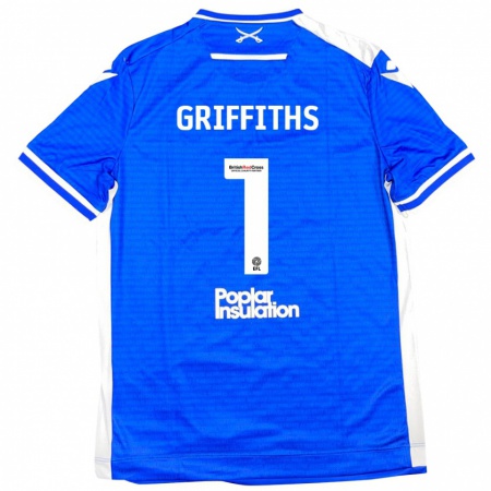 Kandiny Hombre Camiseta Josh Griffiths #1 Azul Blanco 1ª Equipación 2024/25 La Camisa Chile