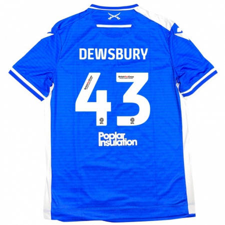 Kandiny Hombre Camiseta Ollie Dewsbury #43 Azul Blanco 1ª Equipación 2024/25 La Camisa Chile