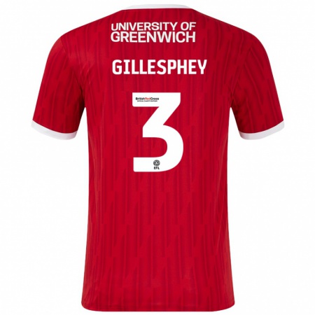 Kandiny Hombre Camiseta Macaulay Gillesphey #3 Rojo Blanco 1ª Equipación 2024/25 La Camisa Chile