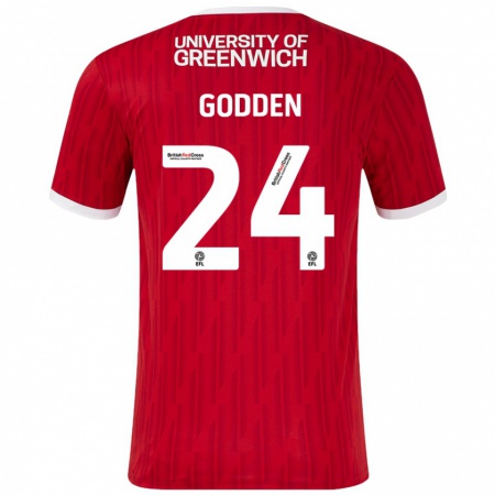 Kandiny Hombre Camiseta Matty Godden #24 Rojo Blanco 1ª Equipación 2024/25 La Camisa Chile