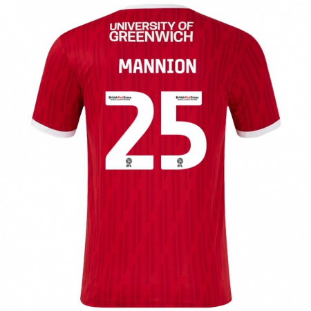 Kandiny Hombre Camiseta Will Mannion #25 Rojo Blanco 1ª Equipación 2024/25 La Camisa Chile