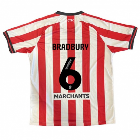 Kandiny Hombre Camiseta Tom Bradbury #6 Rojo Blanco 1ª Equipación 2024/25 La Camisa Chile