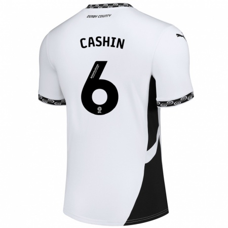 Kandiny Hombre Camiseta Eiran Cashin #6 Blanco Negro 1ª Equipación 2024/25 La Camisa Chile