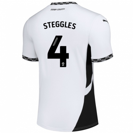 Kandiny Hombre Camiseta Charlotte Steggles #4 Blanco Negro 1ª Equipación 2024/25 La Camisa Chile