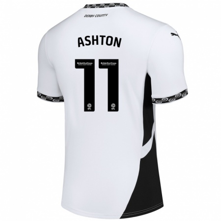 Kandiny Hombre Camiseta Eleanor Ashton #11 Blanco Negro 1ª Equipación 2024/25 La Camisa Chile