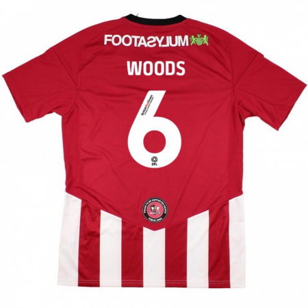 Kandiny Hombre Camiseta Ryan Woods #6 Rojo Blanco 1ª Equipación 2024/25 La Camisa Chile