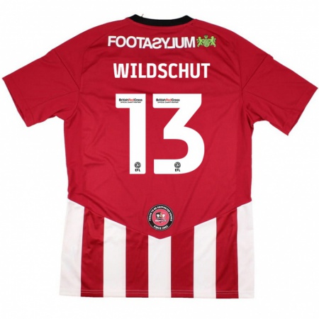 Kandiny Hombre Camiseta Yanic Wildschut #13 Rojo Blanco 1ª Equipación 2024/25 La Camisa Chile