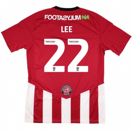 Kandiny Hombre Camiseta Harry Lee #22 Rojo Blanco 1ª Equipación 2024/25 La Camisa Chile