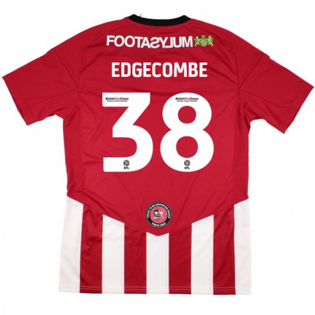 Kandiny Hombre Camiseta Max Edgecombe #38 Rojo Blanco 1ª Equipación 2024/25 La Camisa Chile