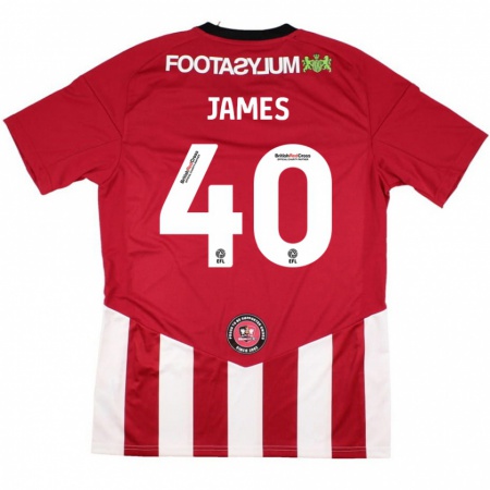 Kandiny Hombre Camiseta Ed James #40 Rojo Blanco 1ª Equipación 2024/25 La Camisa Chile