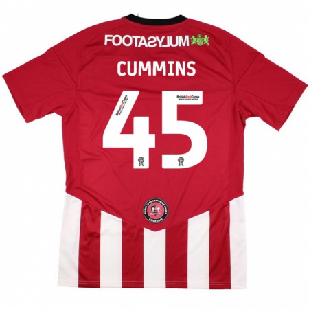 Kandiny Hombre Camiseta Charlie Cummins #45 Rojo Blanco 1ª Equipación 2024/25 La Camisa Chile