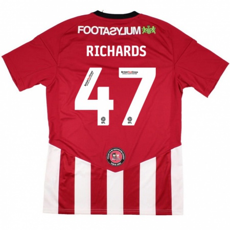 Kandiny Hombre Camiseta Jake Richards #47 Rojo Blanco 1ª Equipación 2024/25 La Camisa Chile