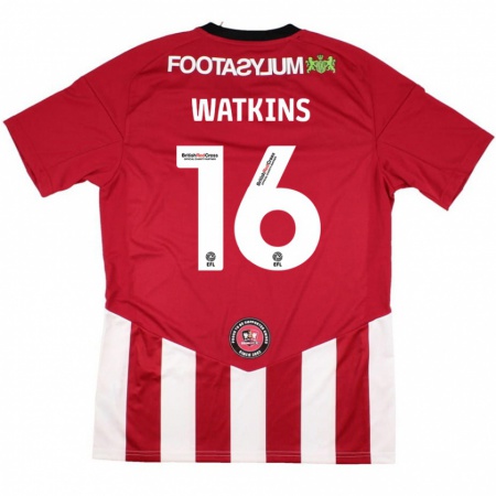 Kandiny Hombre Camiseta Zoe Watkins #16 Rojo Blanco 1ª Equipación 2024/25 La Camisa Chile