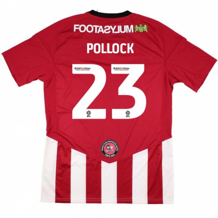 Kandiny Hombre Camiseta Amber Pollock #23 Rojo Blanco 1ª Equipación 2024/25 La Camisa Chile