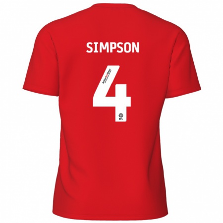 Kandiny Hombre Camiseta Jack Simpson #4 Rojo 1ª Equipación 2024/25 La Camisa Chile