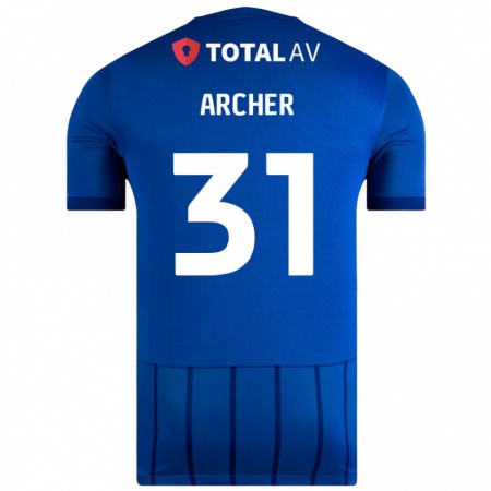 Kandiny Hombre Camiseta Jordan Archer #31 Azul 1ª Equipación 2024/25 La Camisa Chile