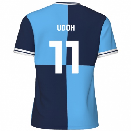 Kandiny Hombre Camiseta Daniel Udoh #11 Azul Cielo Azul Oscuro 1ª Equipación 2024/25 La Camisa Chile