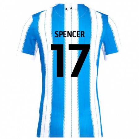 Kandiny Hombre Camiseta Brodie Spencer #17 Azul Blanco 1ª Equipación 2024/25 La Camisa Chile