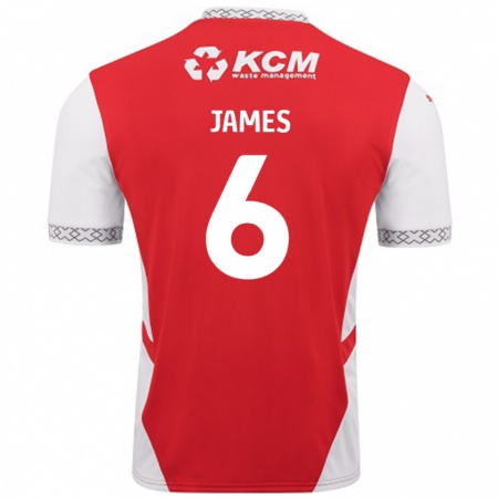 Kandiny Hombre Camiseta Reece James #6 Rojo Blanco 1ª Equipación 2024/25 La Camisa Chile