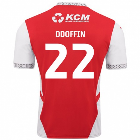 Kandiny Hombre Camiseta Hakeem Odoffin #22 Rojo Blanco 1ª Equipación 2024/25 La Camisa Chile