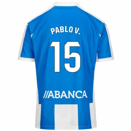 Kandiny Hombre Camiseta Pablo Vázquez #15 Azul Blanco 1ª Equipación 2024/25 La Camisa Chile