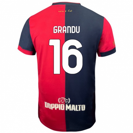 Kandiny Hombre Camiseta Nicola Grandu #16 Rojo Azul Más Oscuro 1ª Equipación 2024/25 La Camisa Chile