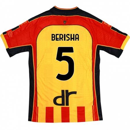 Kandiny Hombre Camiseta Medon Berisha #5 Amarillo Rojo 1ª Equipación 2024/25 La Camisa Chile