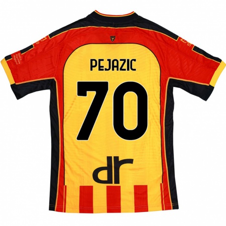 Kandiny Hombre Camiseta Mario Pejazic #70 Amarillo Rojo 1ª Equipación 2024/25 La Camisa Chile