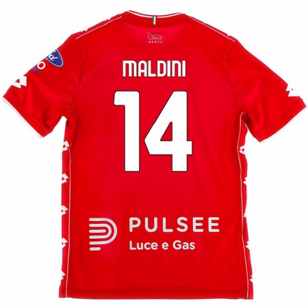 Kandiny Hombre Camiseta Daniel Maldini #14 Rojo Blanco 1ª Equipación 2024/25 La Camisa Chile