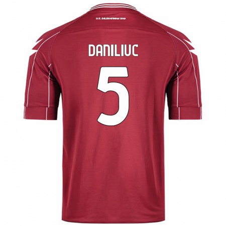 Kandiny Hombre Camiseta Flavius Daniliuc #5 Borgoña 1ª Equipación 2024/25 La Camisa Chile