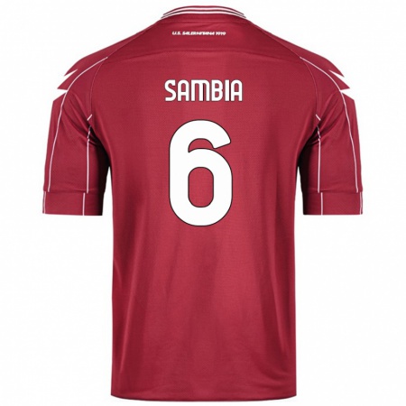 Kandiny Hombre Camiseta Junior Sambia #6 Borgoña 1ª Equipación 2024/25 La Camisa Chile