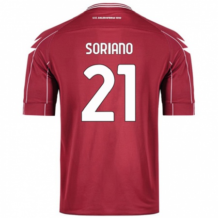 Kandiny Hombre Camiseta Roberto Soriano #21 Borgoña 1ª Equipación 2024/25 La Camisa Chile