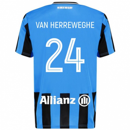 Kandiny Hombre Camiseta Febe Van Herreweghe #24 Azul Cielo Negro 1ª Equipación 2024/25 La Camisa Chile