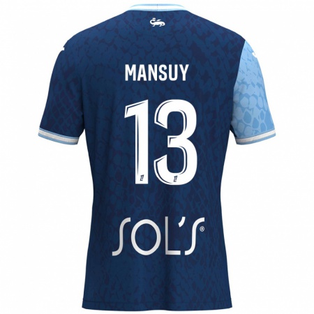 Kandiny Hombre Camiseta Héloïse Mansuy #13 Azul Cielo Azul Oscuro 1ª Equipación 2024/25 La Camisa Chile