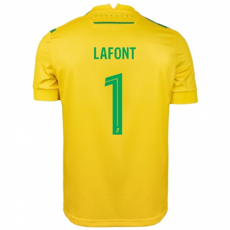 Kandiny Hombre Camiseta Alban Lafont #1 Amarillo Verde 1ª Equipación 2024/25 La Camisa Chile