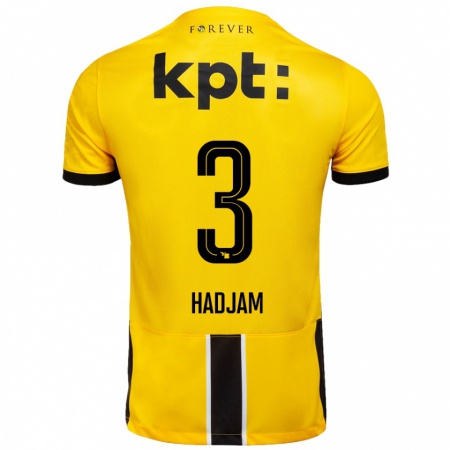 Kandiny Hombre Camiseta Jaouen Hadjam #3 Amarillo Negro 1ª Equipación 2024/25 La Camisa Chile