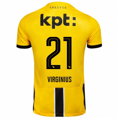 Kandiny Hombre Camiseta Alan Virginius #21 Amarillo Negro 1ª Equipación 2024/25 La Camisa Chile