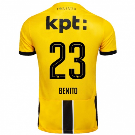 Kandiny Hombre Camiseta Loris Benito #23 Amarillo Negro 1ª Equipación 2024/25 La Camisa Chile