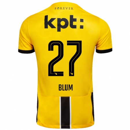 Kandiny Hombre Camiseta Lewin Blum #27 Amarillo Negro 1ª Equipación 2024/25 La Camisa Chile